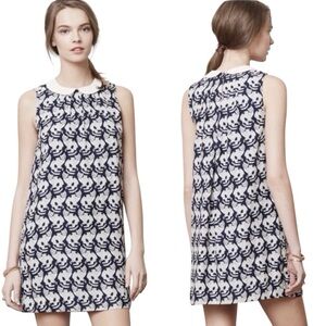 ANTROPOLOGIE Cat Dress‎ Chaton Peter Pan Collar Whimsy Goth 60's Swing Twiggy